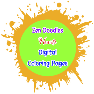 Zen Doodles Hearts Digital Coloring Pages